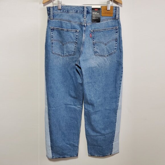 LEVI'S NWT Baggy Dad Pieced Jeans Wide Leg 100% Cotton 2-Tone Women's 29 x 32" - Picture 7 of 16
